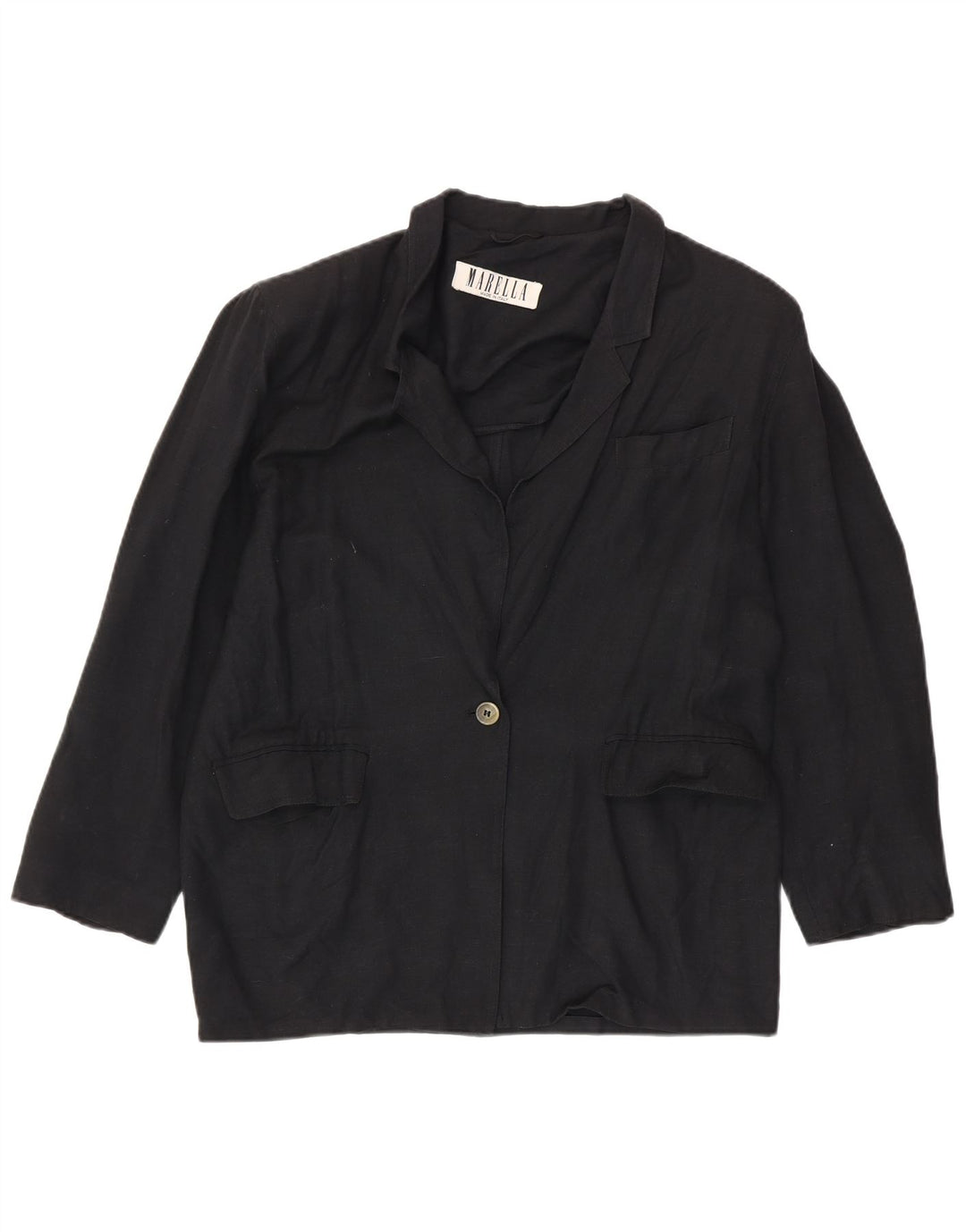 Marella Veste blazer 1 bouton pour femme UK 14 Large Noir Viscose