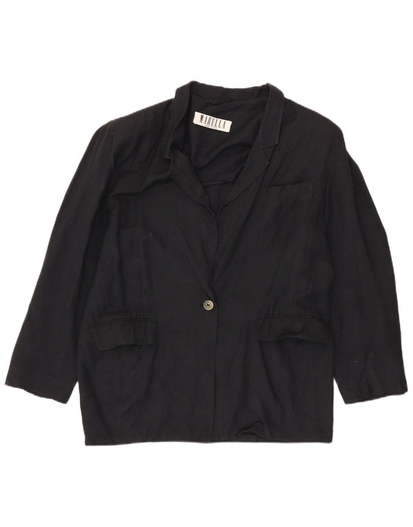 Marella Veste blazer 1 bouton pour femme UK 14 Large Noir Viscose