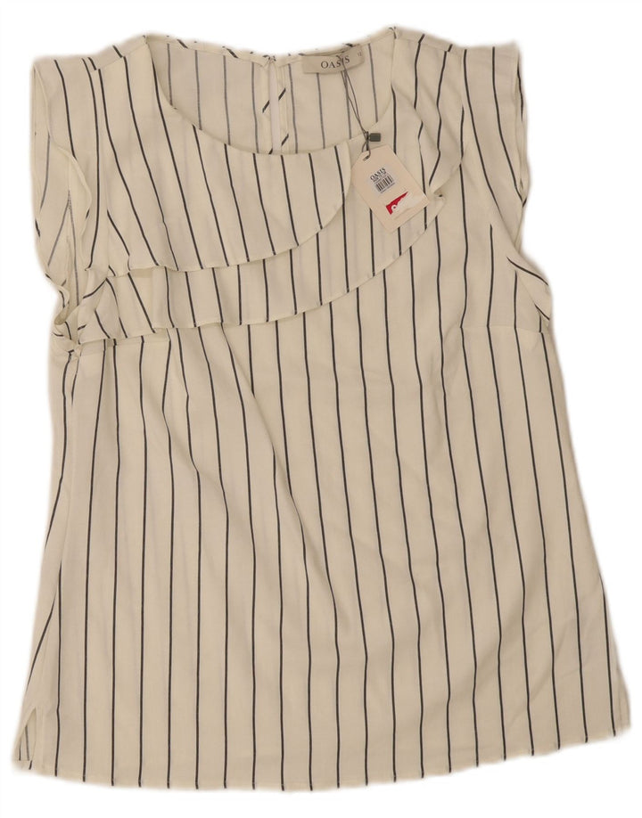 Oasis Dame ærmeløs bluse Top UK 12 Medium Off White Viscose