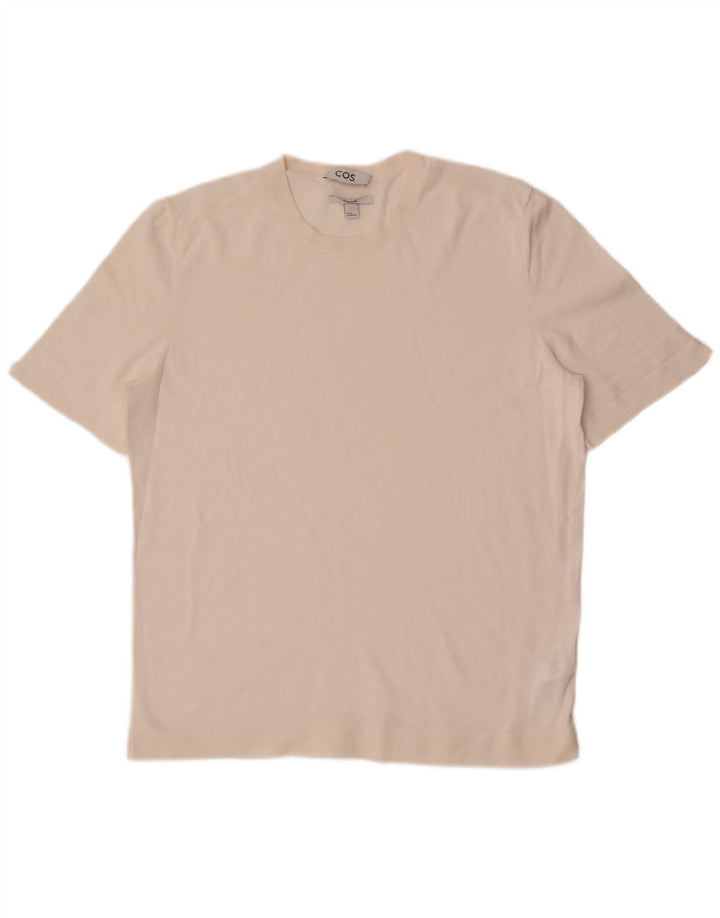 Cos Womens Regular T-Shirt Top UK 14 Medium White Cotton