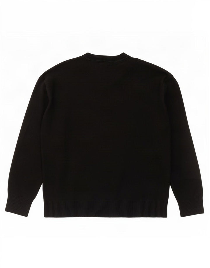 Zara Mens Crew Neck Jumper Sweater Large Black Viscose