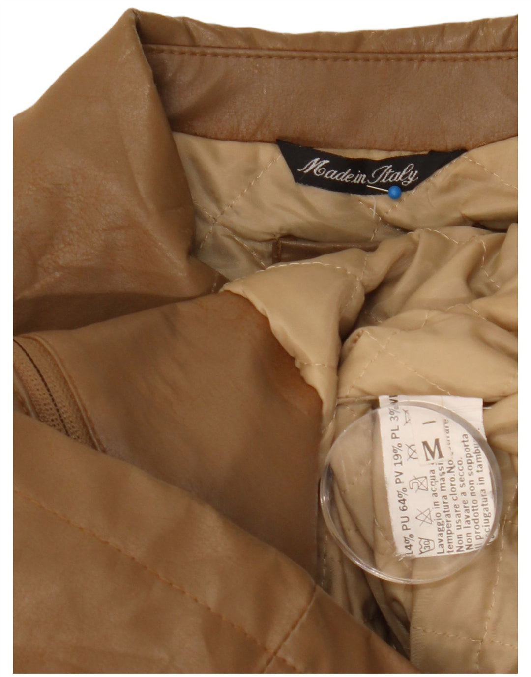 Vintage dame imiteret læderjakke UK 14 medium brun polyethylen