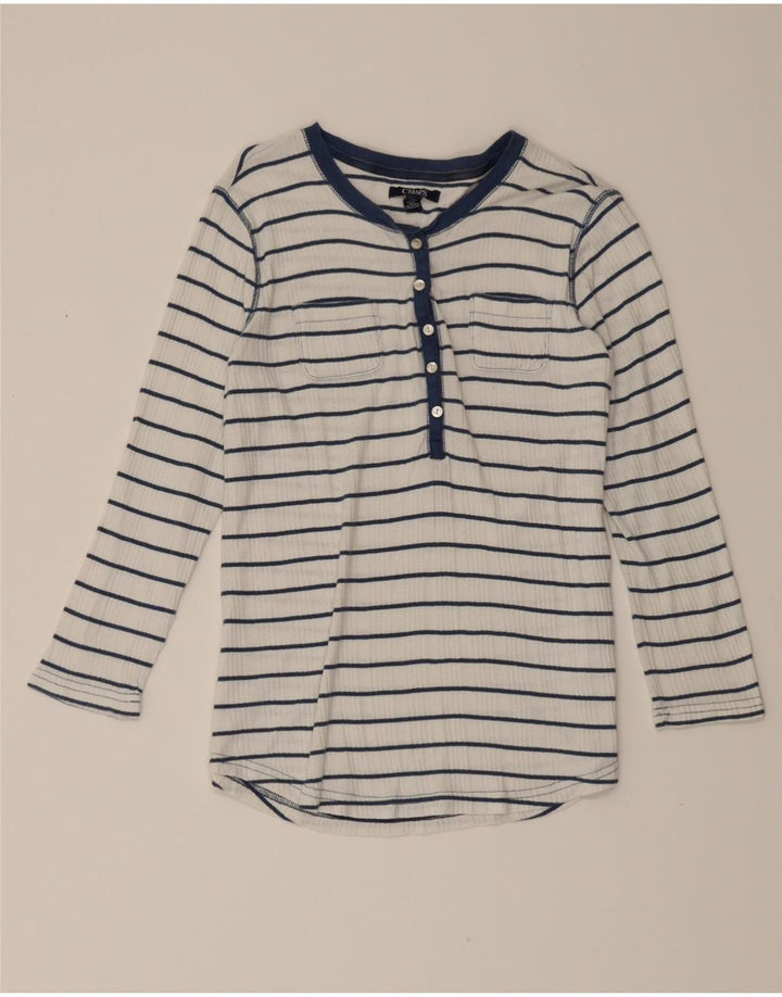 CHAPS Womens Top 3/4 Sleeve UK 12 Medium White Striped Cotton Vintage Chaps and Second-Hand Chaps from Messina Hembry 