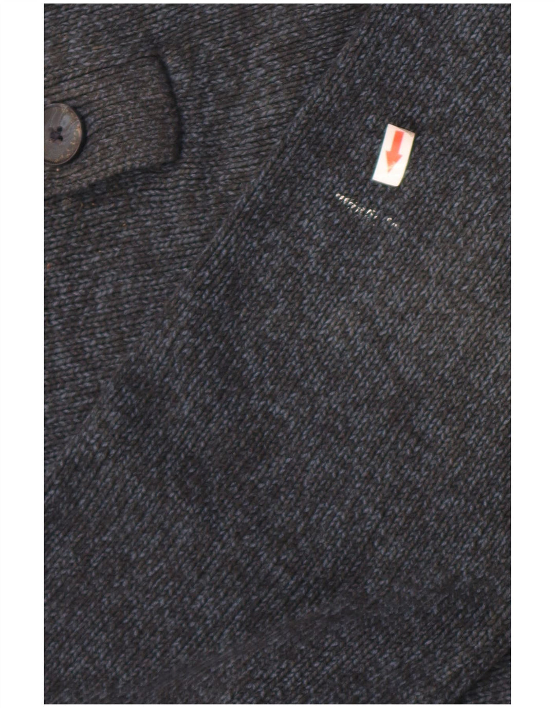 Marks & Spencer Herre Button Neck Jumper Sweater Large Navy Blue Flecked