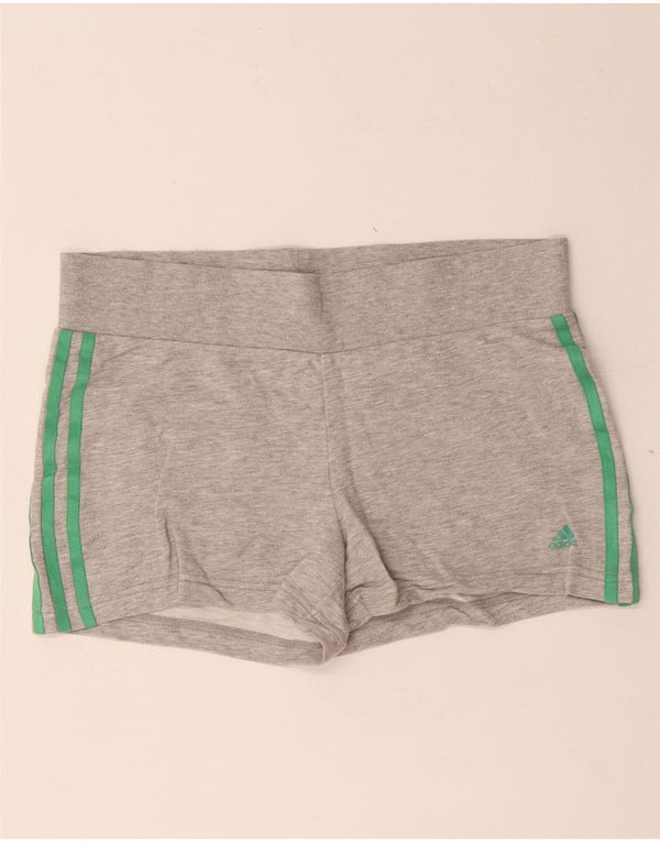 Adidas Womens Graphic Sport Shorts UK 14 Medium Grey Flecked Cotton