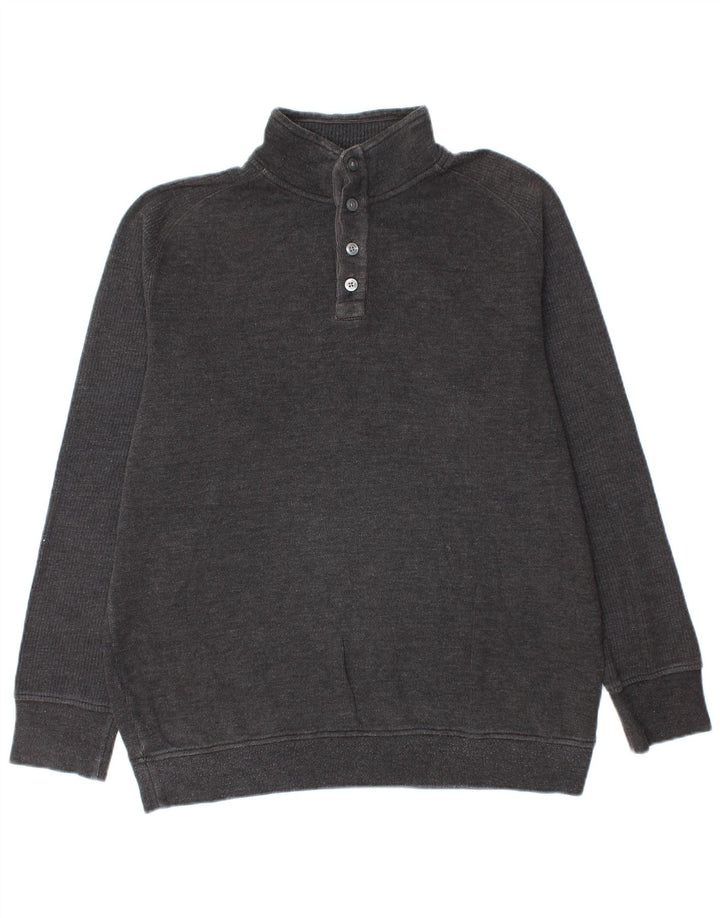 Marks & Spencer Mens Button Neck Jumper Sweater Medium Grey Cotton