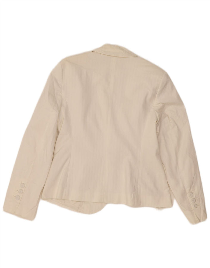 Marks & Spencer Womens 2 Button Blazer Jacket UK 12 Medium  White Cotton