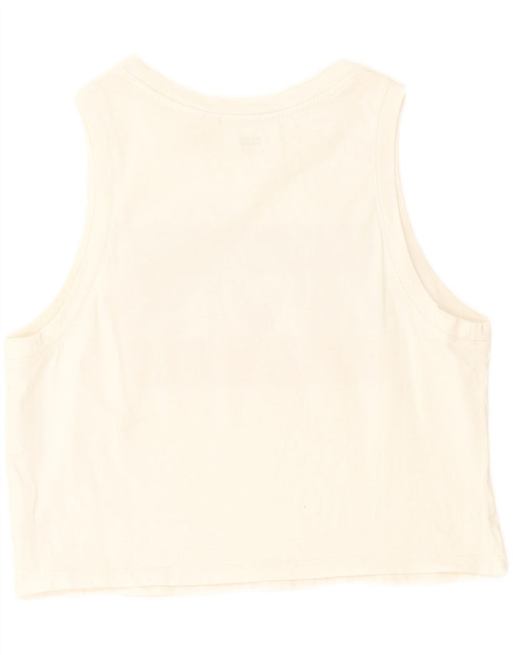 LEVI'S Womens Crop Graphic Vest Top UK 10 Small Off White Vintage Levi's and Second-Hand Levi's from Messina Hembry 
