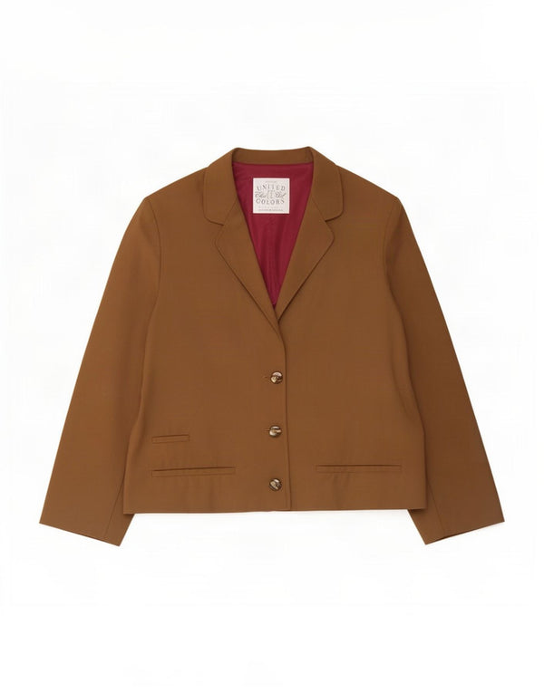 Benetton Veste Blazer 3 Boutons Femme UK 16 Large Kaki