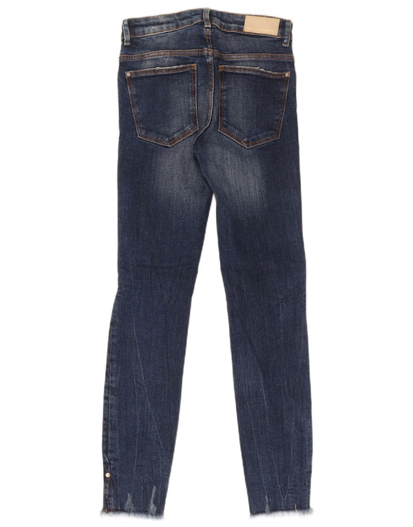Zara Damen Distressed Skinny Jeans EU 34 2XS W24 L27 Blaue Baumwolle