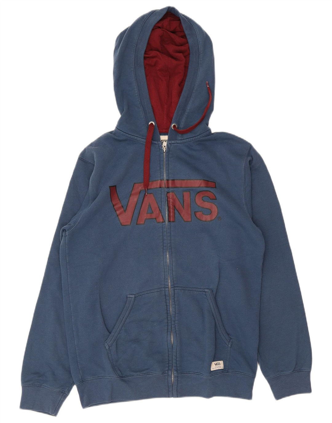 Vans Mens Graphic Zip Hoodie Sweater Medium Blue Cotton