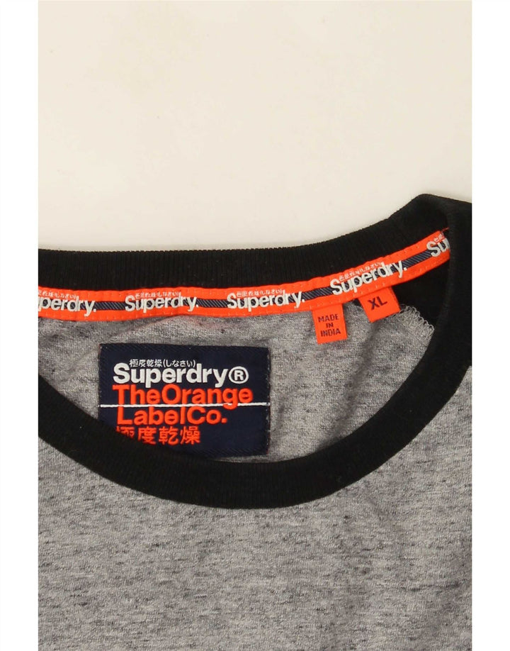 Top da uomo a maniche lunghe Superdry XL grigio color block