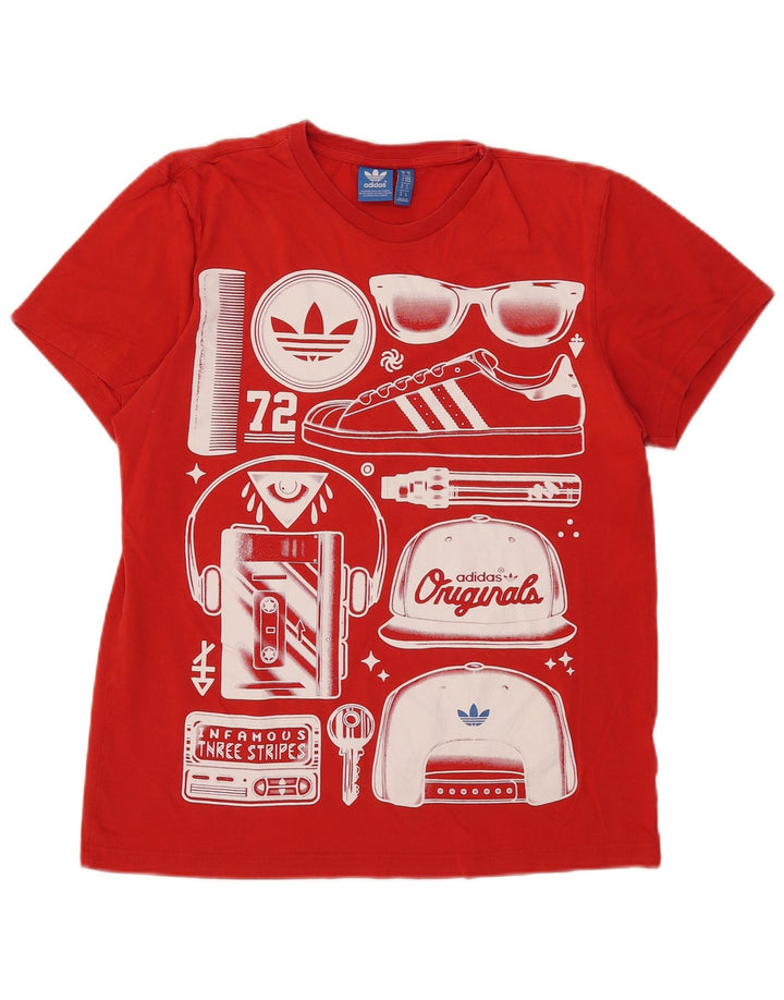 Adidas Mens Graphic T-Shirt Top Medium Red Cotton