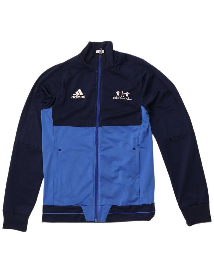 ADIDAS Mens Tracksuit Top Jacket Small Navy Blue Colourblock Polyester