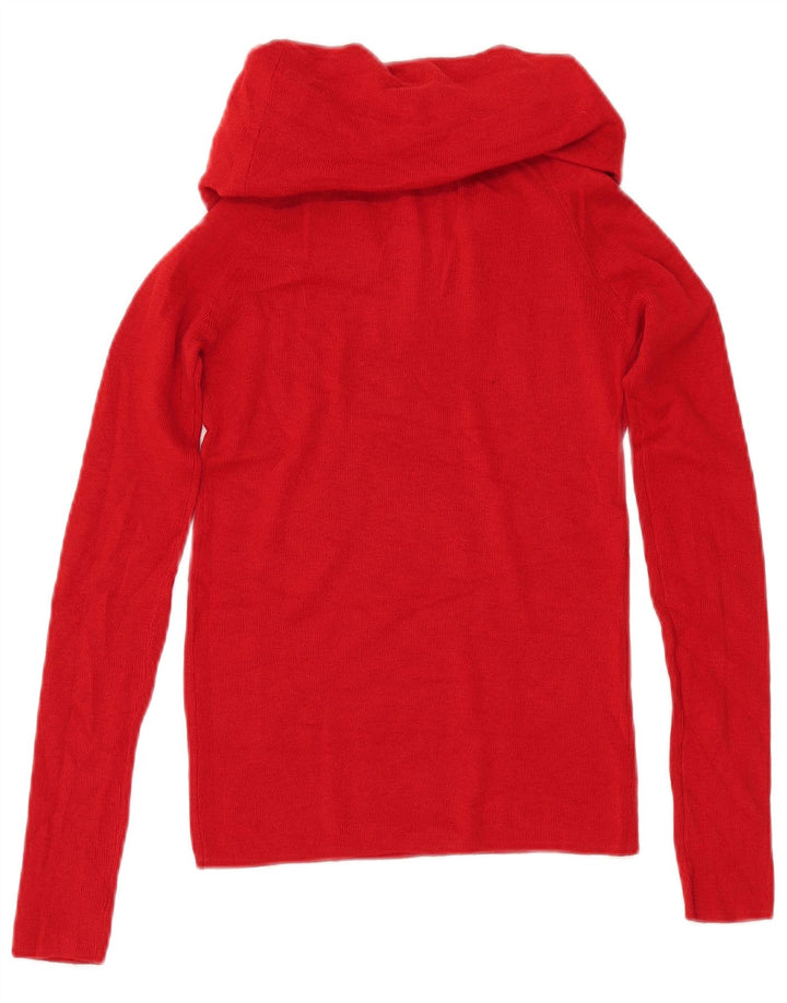 ZARA Womens Crop Roll Neck Jumper Sweater UK 12 Medium Red