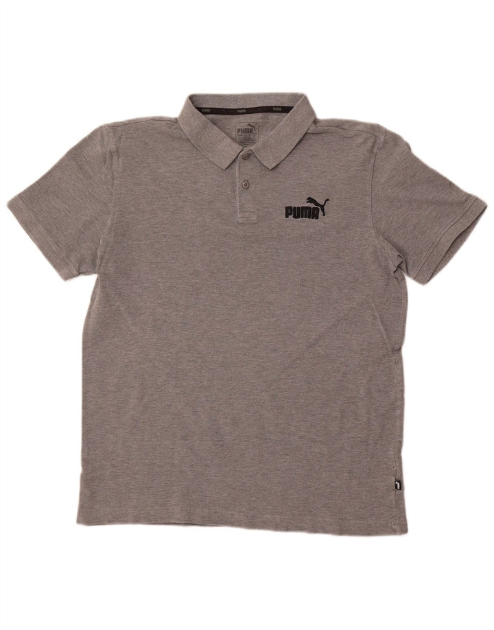 PUMA Mens Polo Shirt Medium Grey Cotton