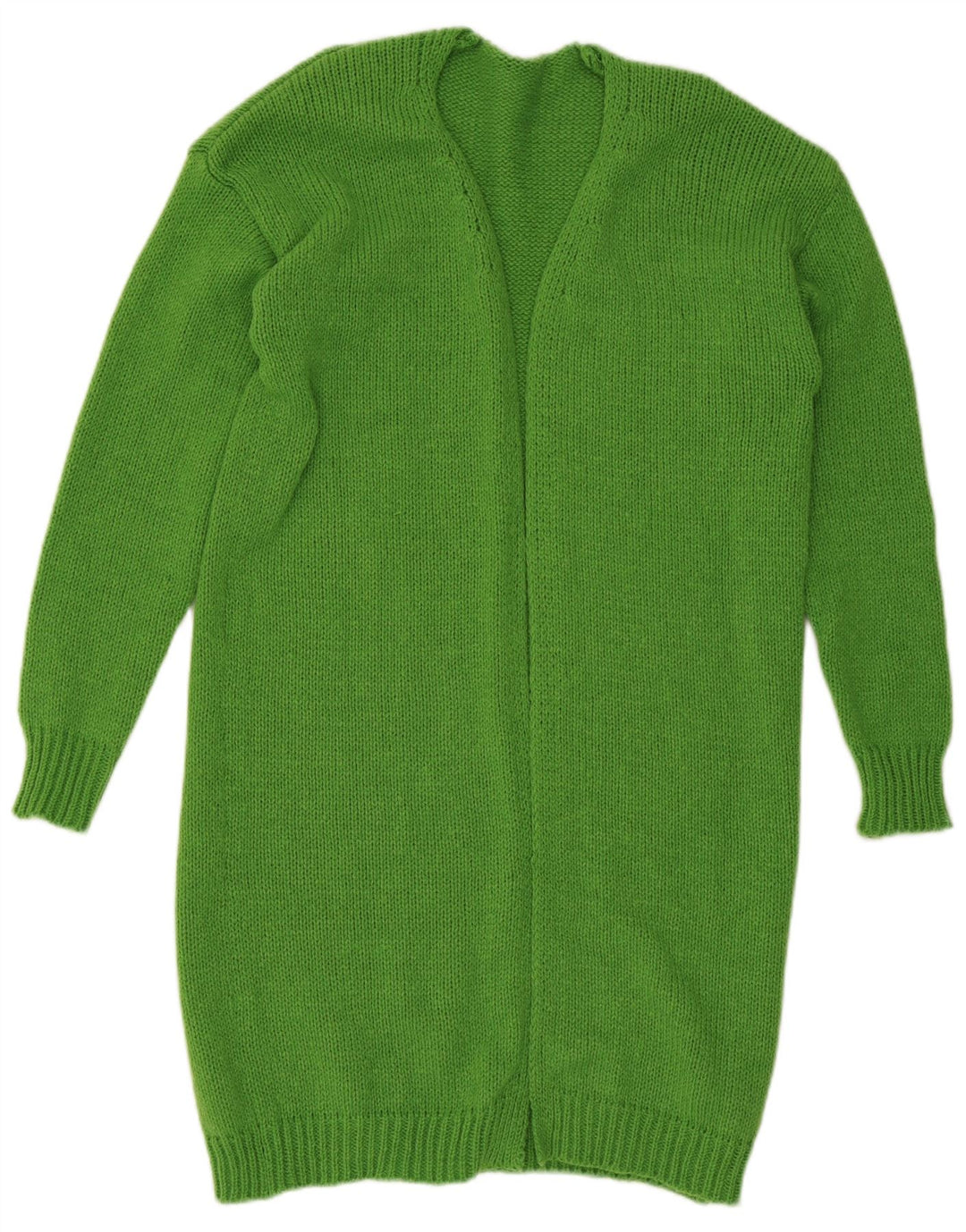 Maglione cardigan aperto con linea lunga da donna vintage UK 14 Poliestere verde medio