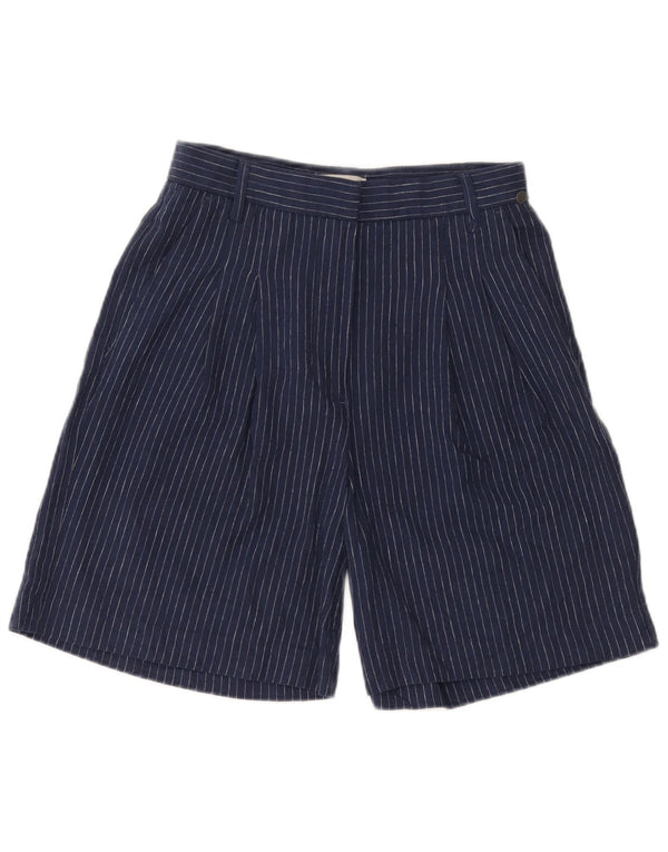 Pantaloncini chino con pegging da donna Carrera W29 lino gessato medio blu navy