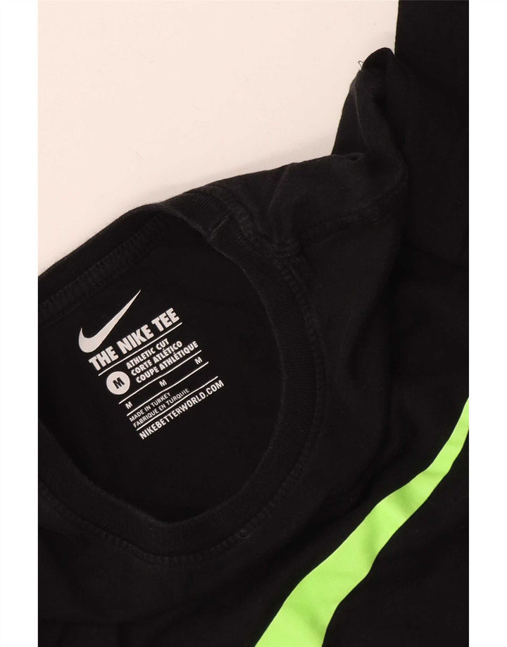 Nike Mens Athletic Fit Graphic Top Long Sleeve Medium Black Cotton