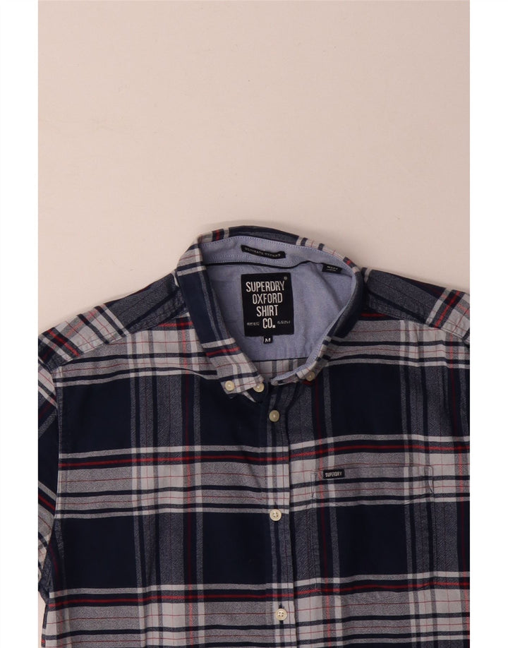 Camicia a maniche corte da uomo SUPERDRY in cotone a quadri blu navy medio