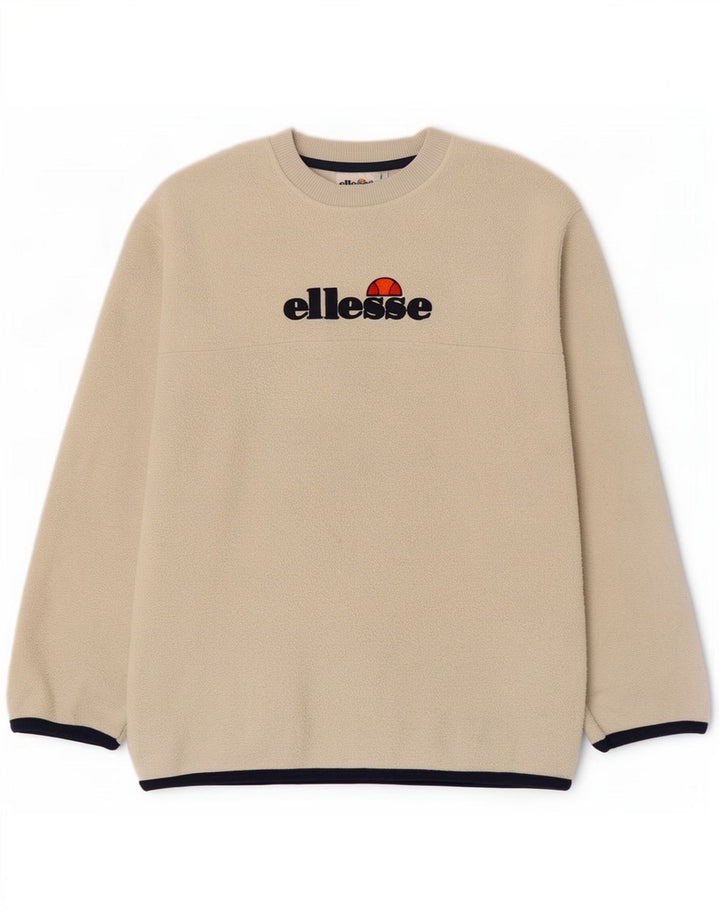 Ellesse Herren-Fleecepullover mit Grafik, klein, beige, Polyester