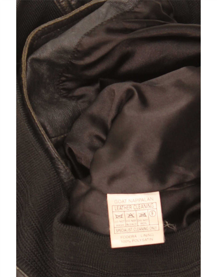Vintage Mens Bomber Leather Jacket IT 46 Small Black Leather