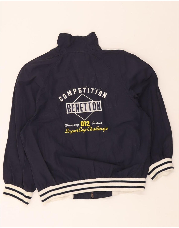 BENETTON Boys Graphic Bomber Jacket 14-15 Years Navy Blue Vintage Benetton and Second-Hand Benetton from Messina Hembry 