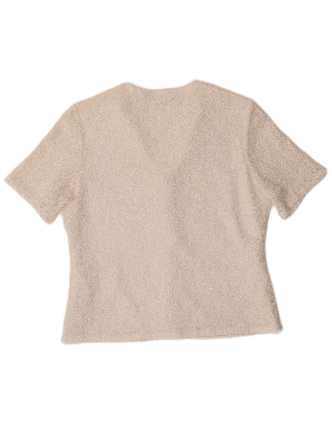 Vintage Dame Kortærmet Skjorte Bluse IT 42 Medium Off White Polyamid