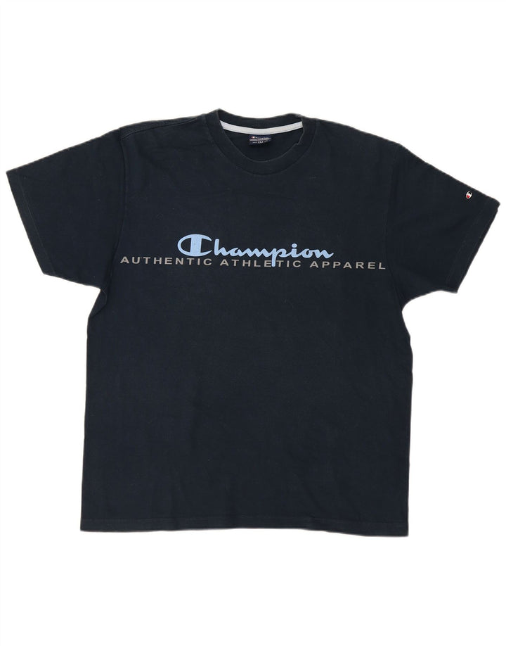 CHAMPION Mens Graphic T-Shirt Top Large Navy Blue