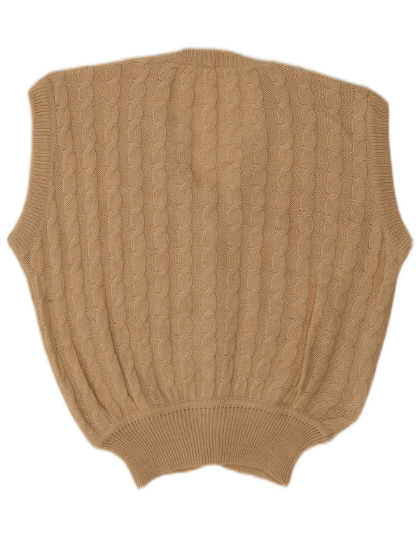 Vintage Womens Sleeveless Cardigan Sweater IT 46 Large Beige Alpaca Wool