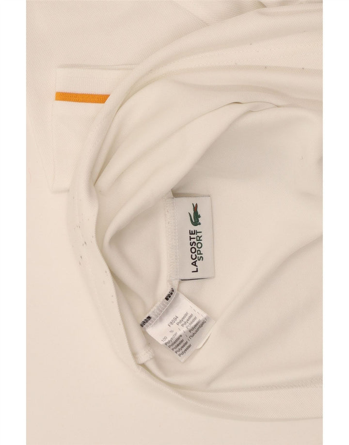 LACOSTE Mens Polo Shirt Medium White Polyester