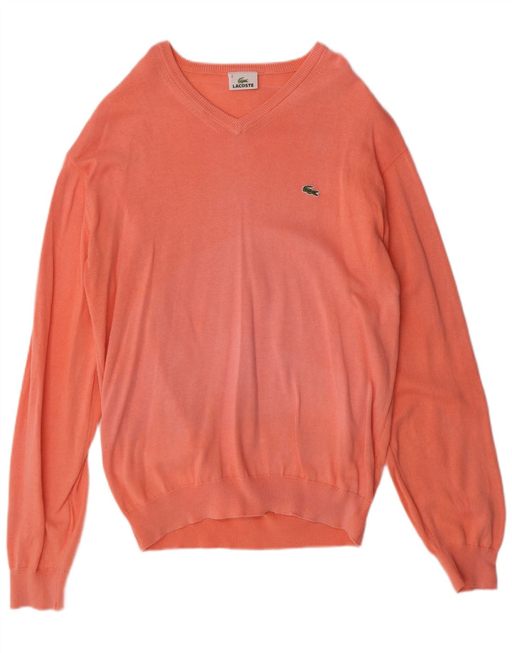 LACOSTE Maglione da uomo con scollo a V taglia 4 arancione medio
