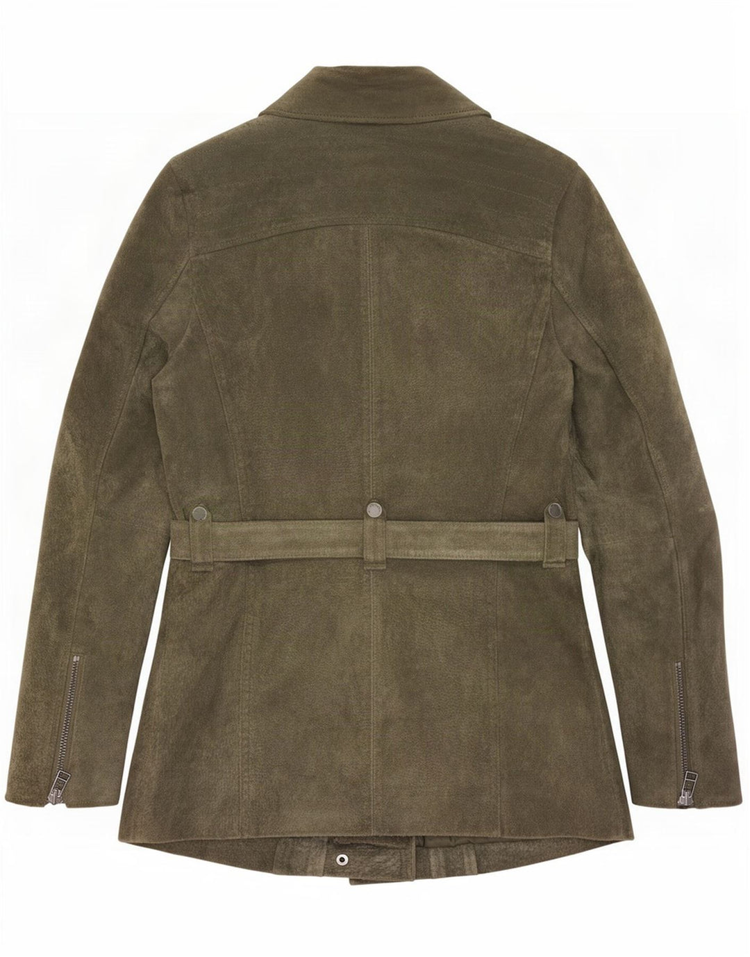 Freaky Nation Womens Suede Biker Jacket UK 14 Large Khaki Leather
