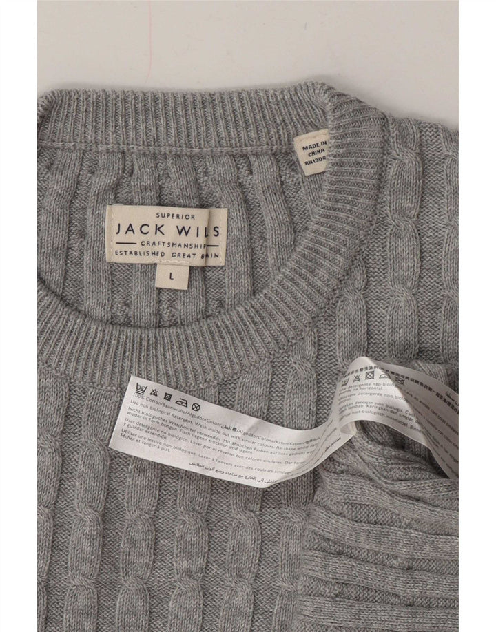 Jack Wills Mens Crew Neck Jumper Sweater Large Grey Cotton