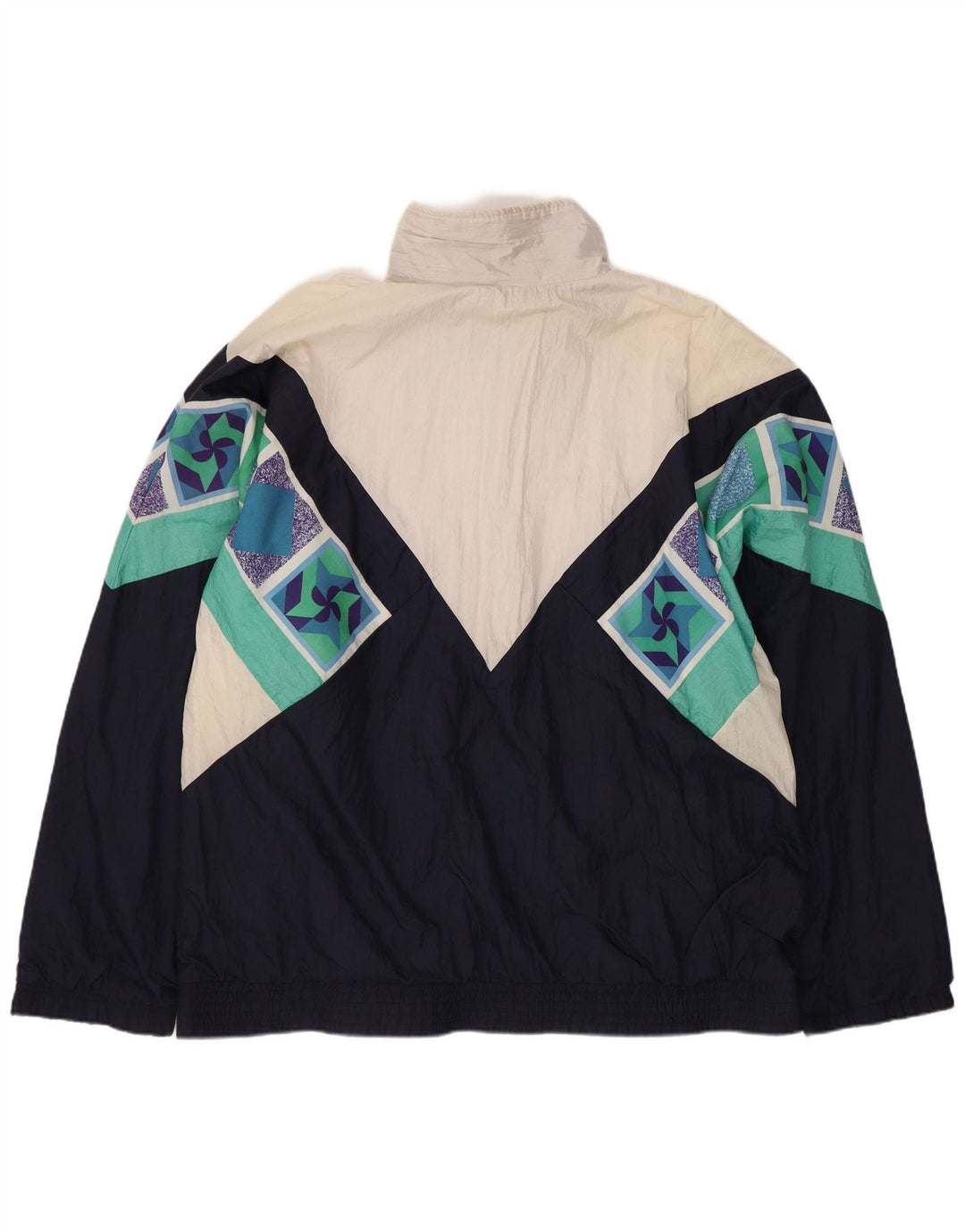 Sergio Tacchini Mens Tracksuit Top Jacket IT 52 Large Navy Blue Geometric
