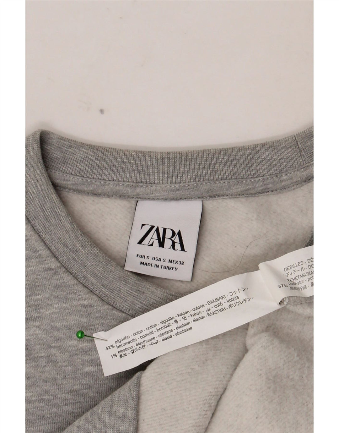 Zara Mens Sweatshirt Jumper Small Grey Flecked Cotton