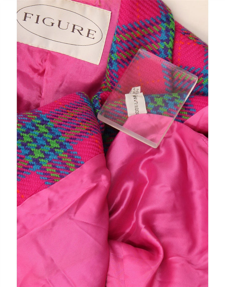 Figur dame 3-knaps blazerjakke UK 14 Medium Pink ternet uld