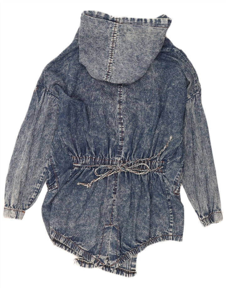 Vintage Womens Hooded Open Denim Jacket UK 16 Large Blue