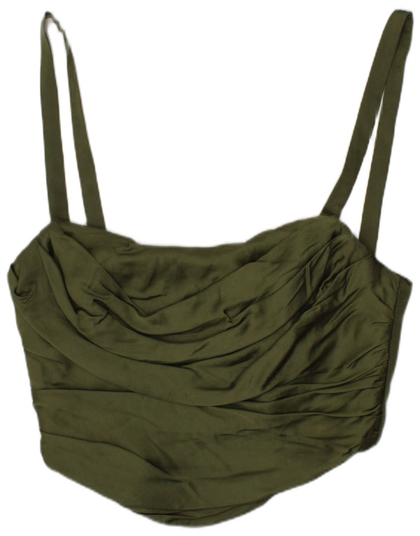 Top corto a corsetto Zara da donna piccolo color kaki