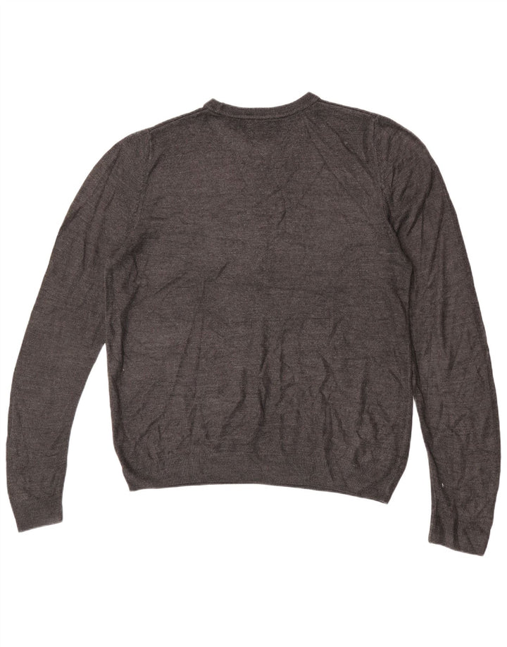 Marks & Spencer Herre sweater med rund hals, stor grå akryl