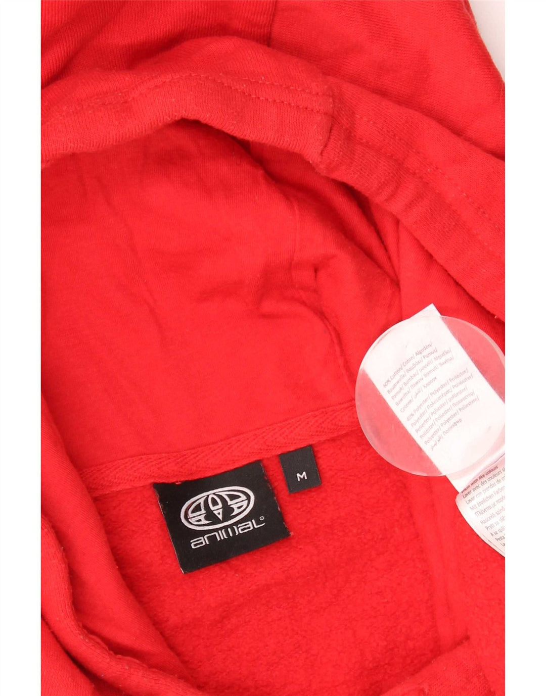 Animal Mens Graphic Hoodie Jumper Medium Red Cotton