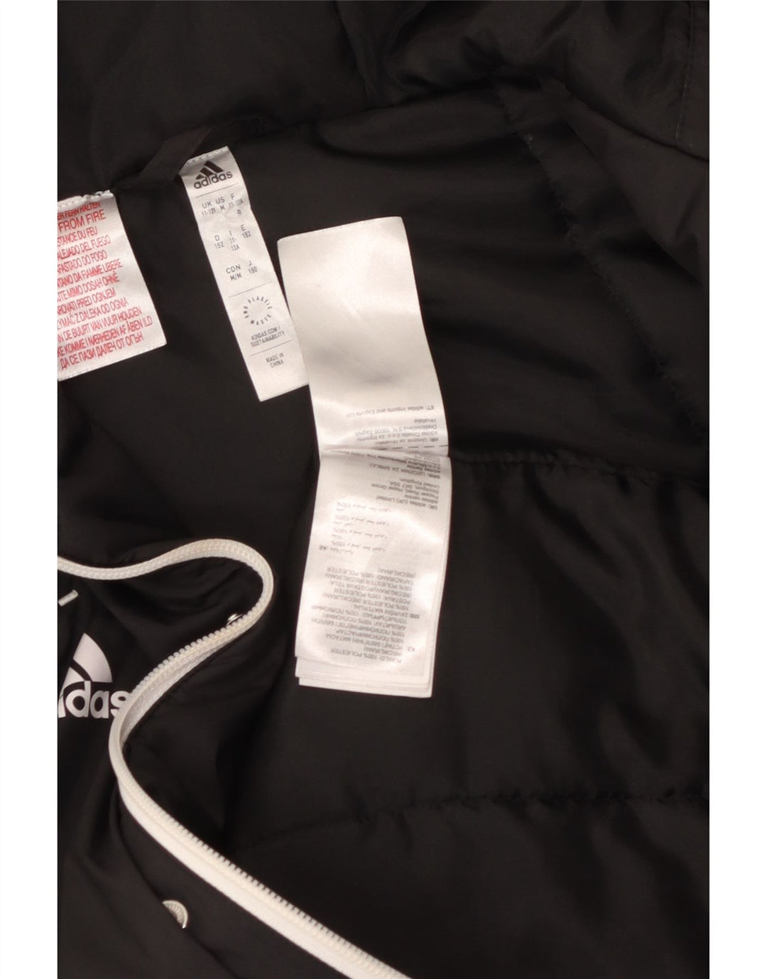 Adidas drenge hættejakke polstret 11-12 år sort polyester
