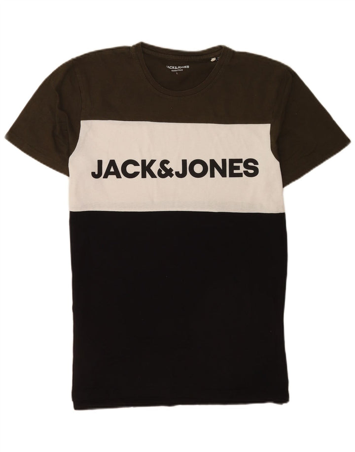 Jack & Jones Mens Graphic T-Shirt Top Large Multicoloured Colourblock