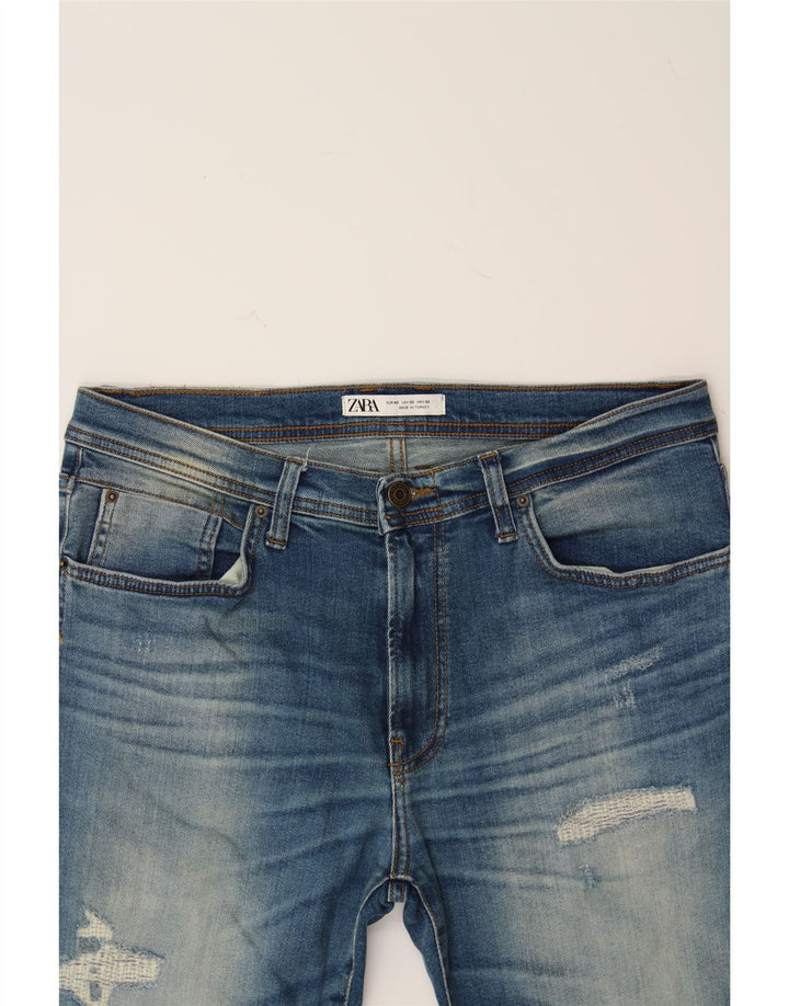ZARA Womens Distressed Slim Jeans W32 L31 Blue Cotton Vintage Zara and Second-Hand Zara from Messina Hembry 