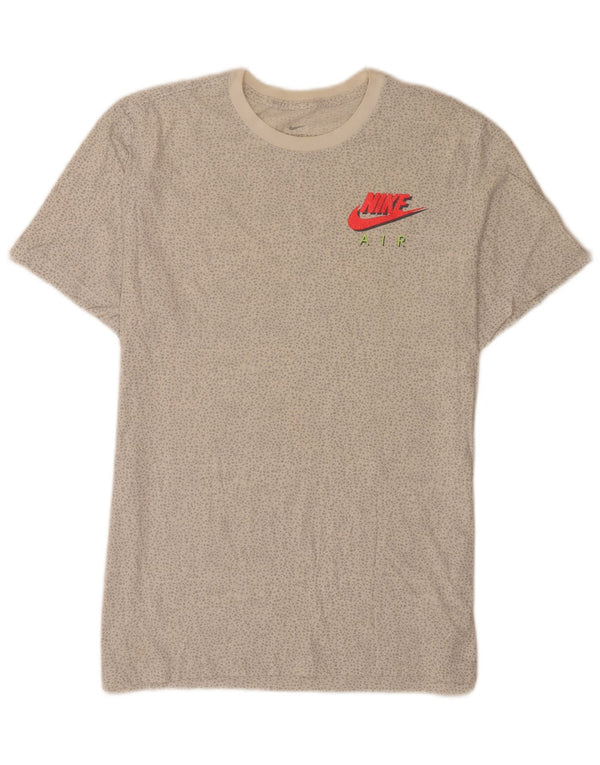 Nike Womens Regular Graphic T-Shirt Top UK 14 Large Grau gepunktete Baumwolle