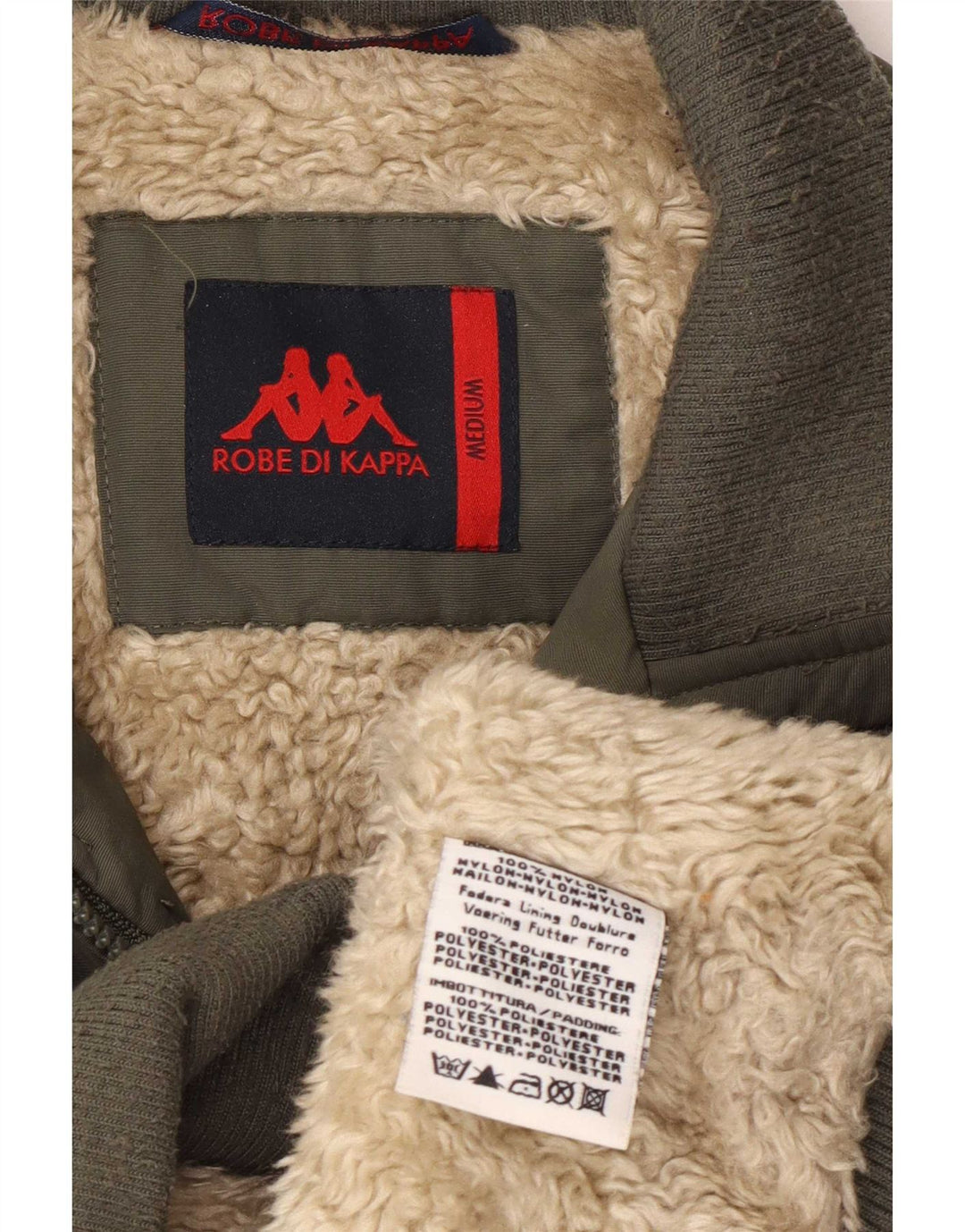 Kappa Herre Sherpa Bomber Jacket UK 38 Medium Khaki Nylon