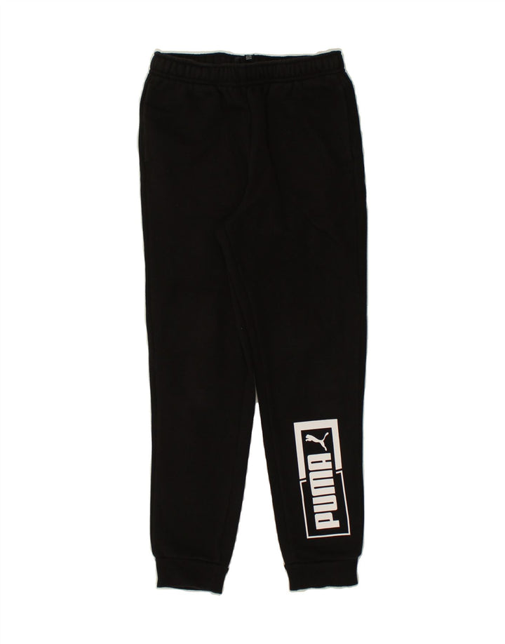 PUMA Boys Graphic Tracksuit Trousers Joggers 11-12 Years Black Cotton | Vintage Puma | Thrift | Second-Hand Puma | Used Clothing | Messina Hembry 