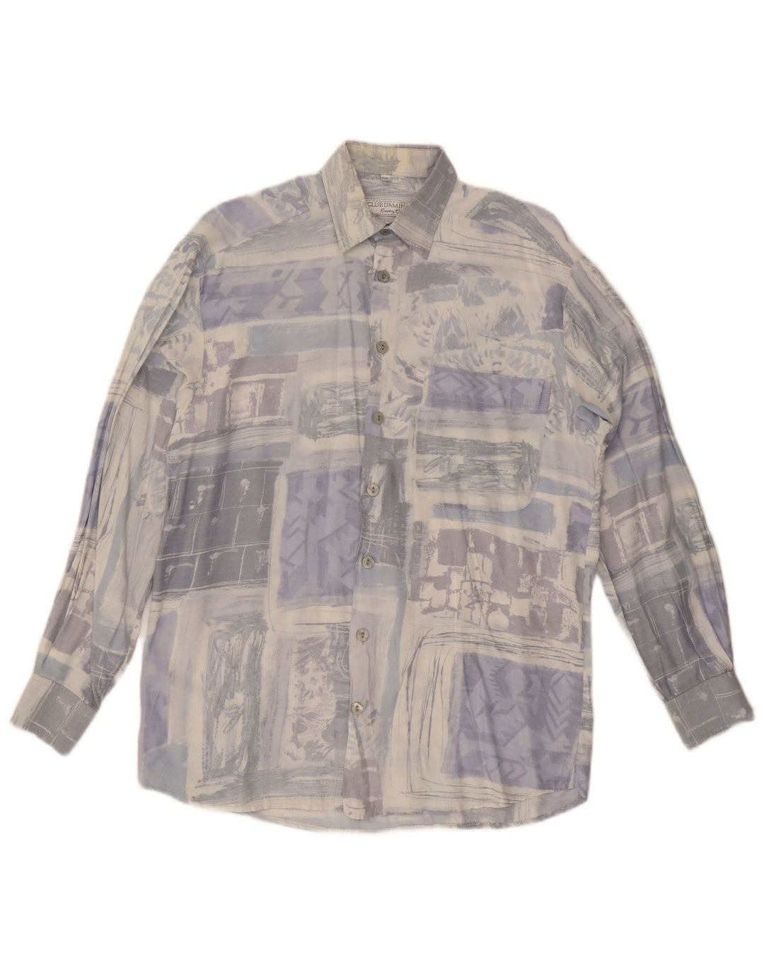 CLUB D'AMINGO Mens Abstract Pattern Shirt Size 37/38 Small Grey