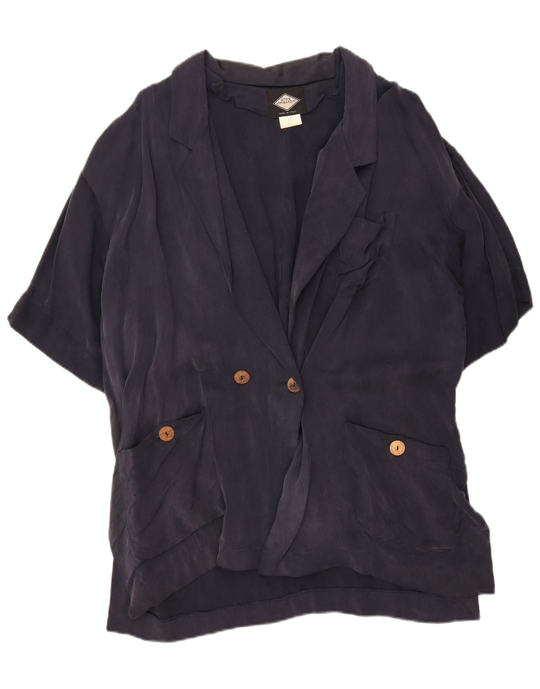 ATOS LOMBARDINI Womens Short Sleeve Blazer Jacket IT 42 Medium Navy Blue