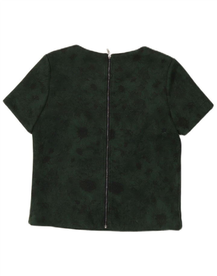 FRNCH Crop-Blusenoberteil für Damen, UK-Größe 46, Größe S, Grün, Blumenmuster, Polyester